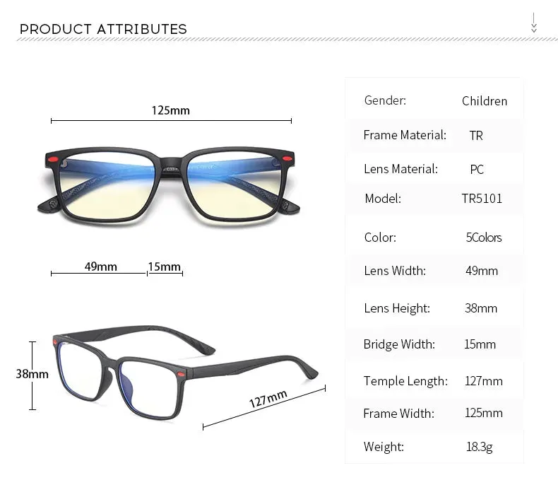 Vicky Youth Unisex Full Rim Square Tr 90 Titanium Eyeglasses 5101