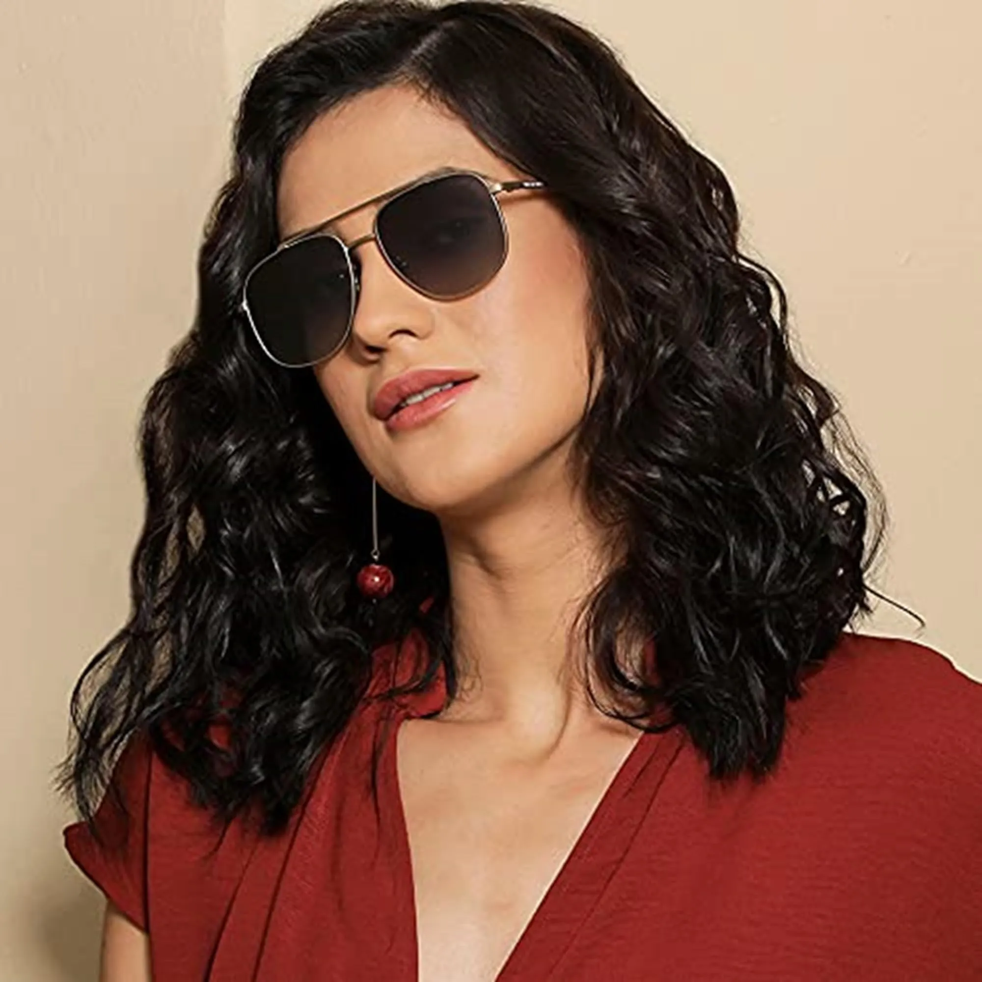 Vincent Chase By Lenskart VC S12934 Unisex Polarized and 100% UV Protected Matte Golden Full Rim Square Sunglasses