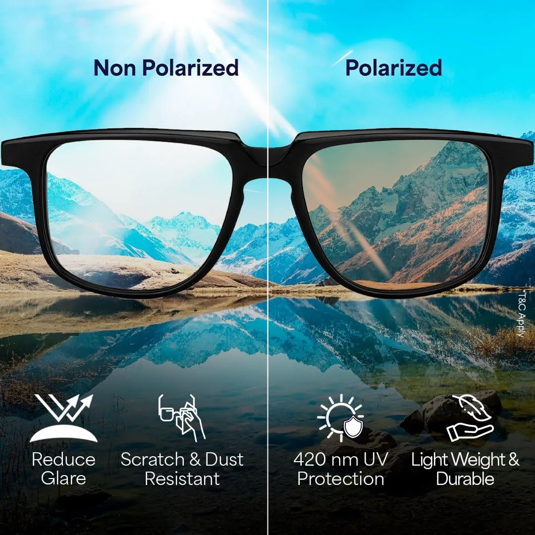 Vincent Chase By Lenskart VC S12934 Unisex Polarized and 100% UV Protected Matte Golden Full Rim Square Sunglasses