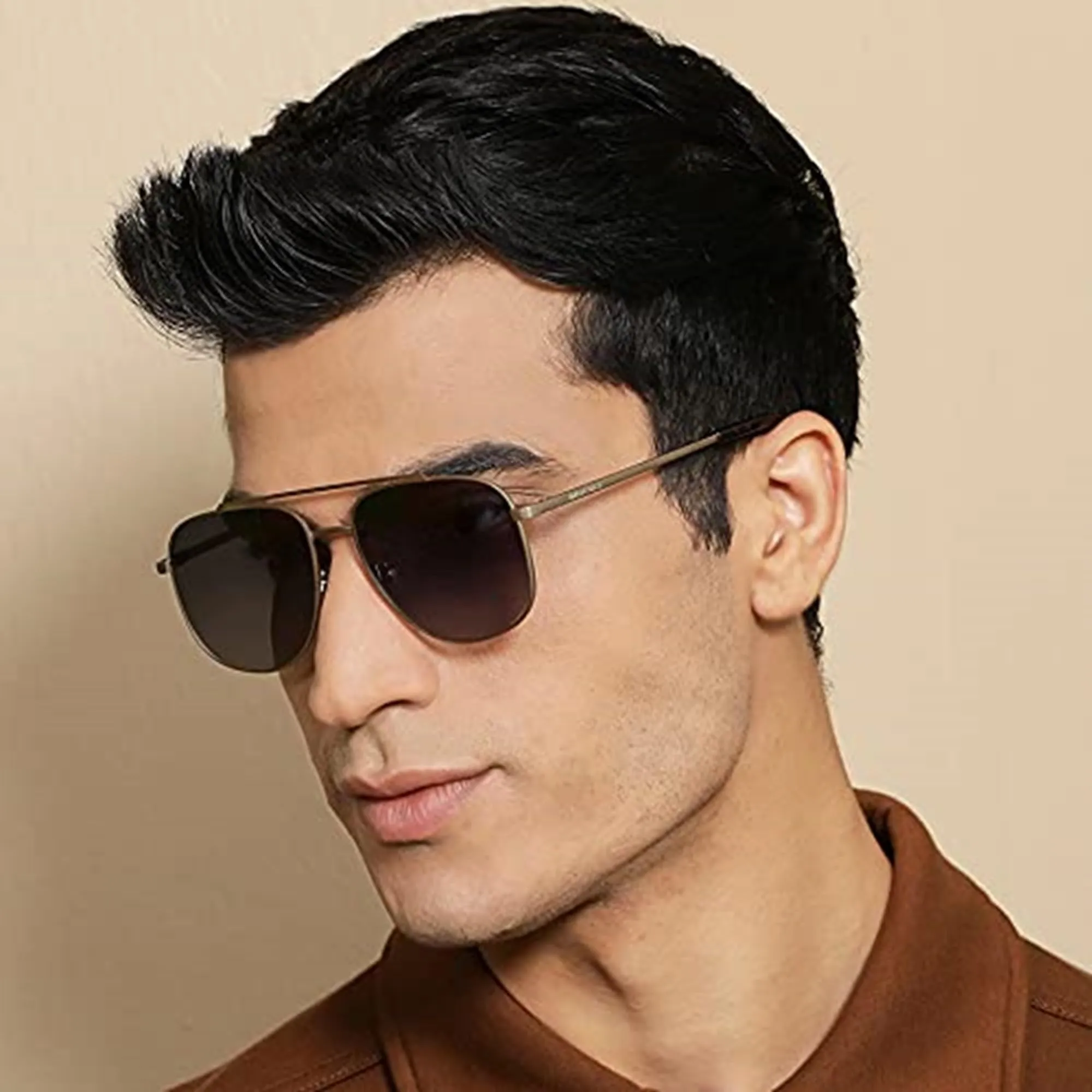 Vincent Chase By Lenskart VC S12934 Unisex Polarized and 100% UV Protected Matte Golden Full Rim Square Sunglasses