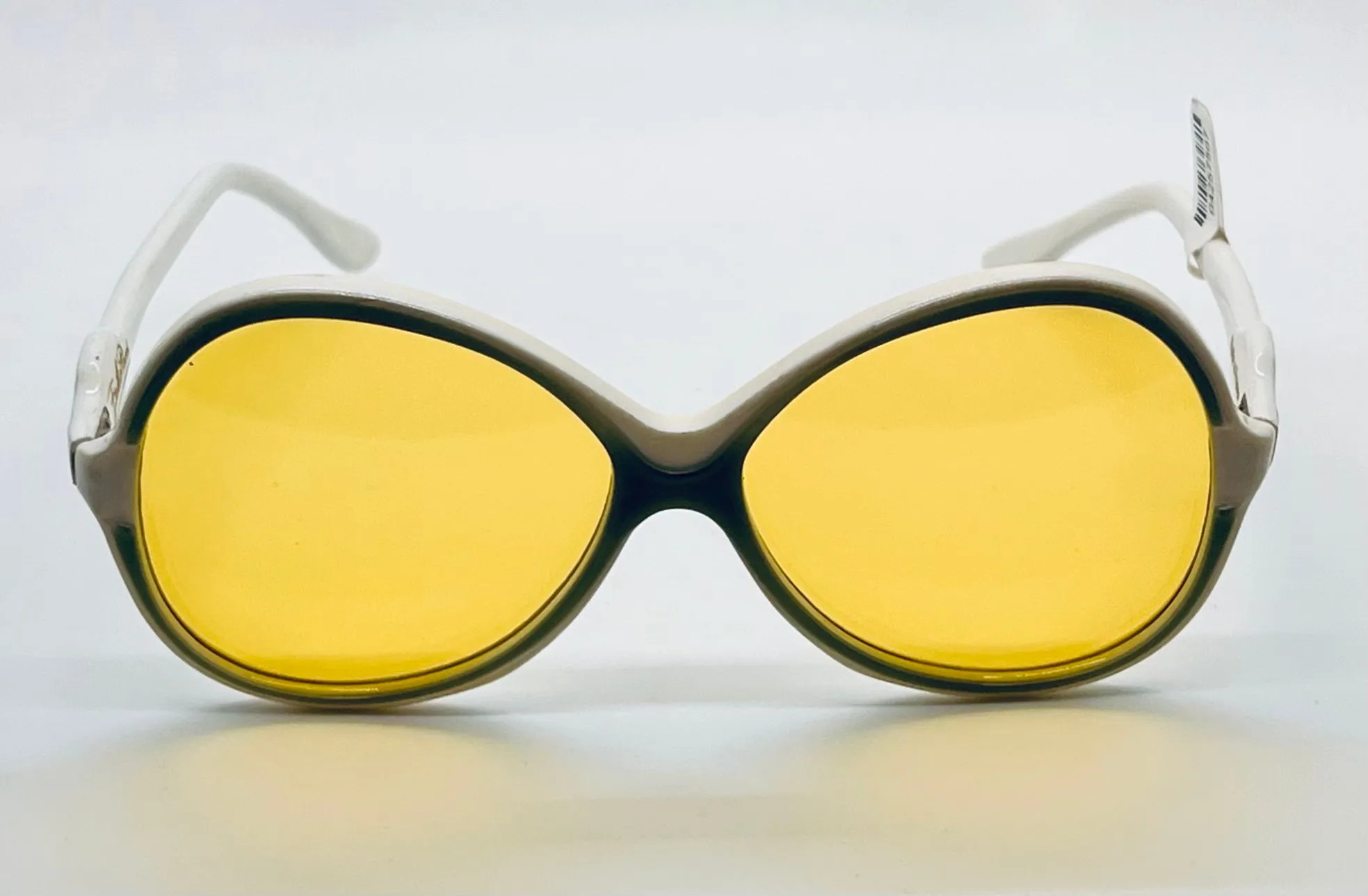 Vintage 1970s Emilio Pucci Sunglasses – NOS Pearl White with Muted Jade Accents, Original Solid Marigold Lenses-Made in France