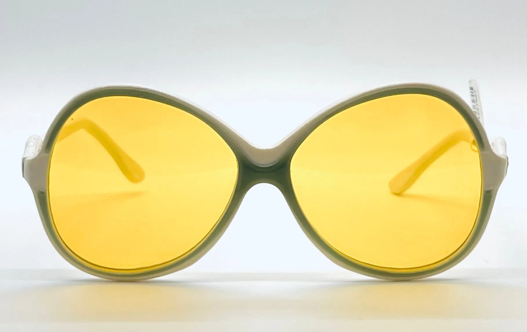 Vintage 1970s Emilio Pucci Sunglasses – NOS Pearl White with Muted Jade Accents, Original Solid Marigold Lenses-Made in France