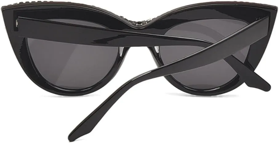Vintage Cat Eye Sunglasses with Rhinestones Women Shades Handmade Eyewear
