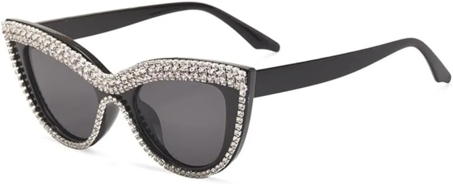 Vintage Cat Eye Sunglasses with Rhinestones Women Shades Handmade Eyewear