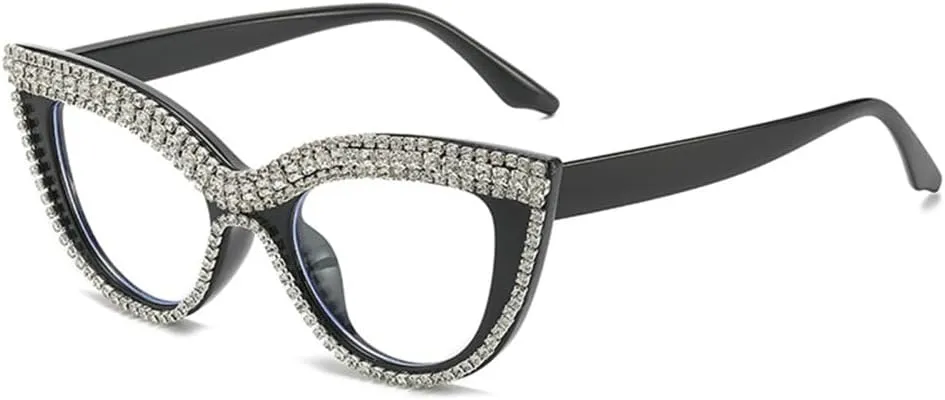 Vintage Cat Eye Sunglasses with Rhinestones Women Shades Handmade Eyewear