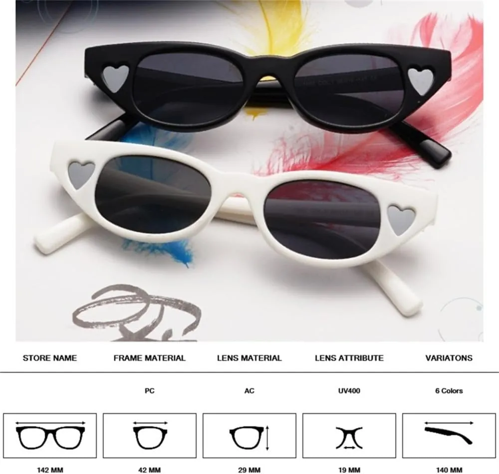 Vintage Cateye Women Sunglasses Heart Cat Eye Sun Glasses Ladies Shades