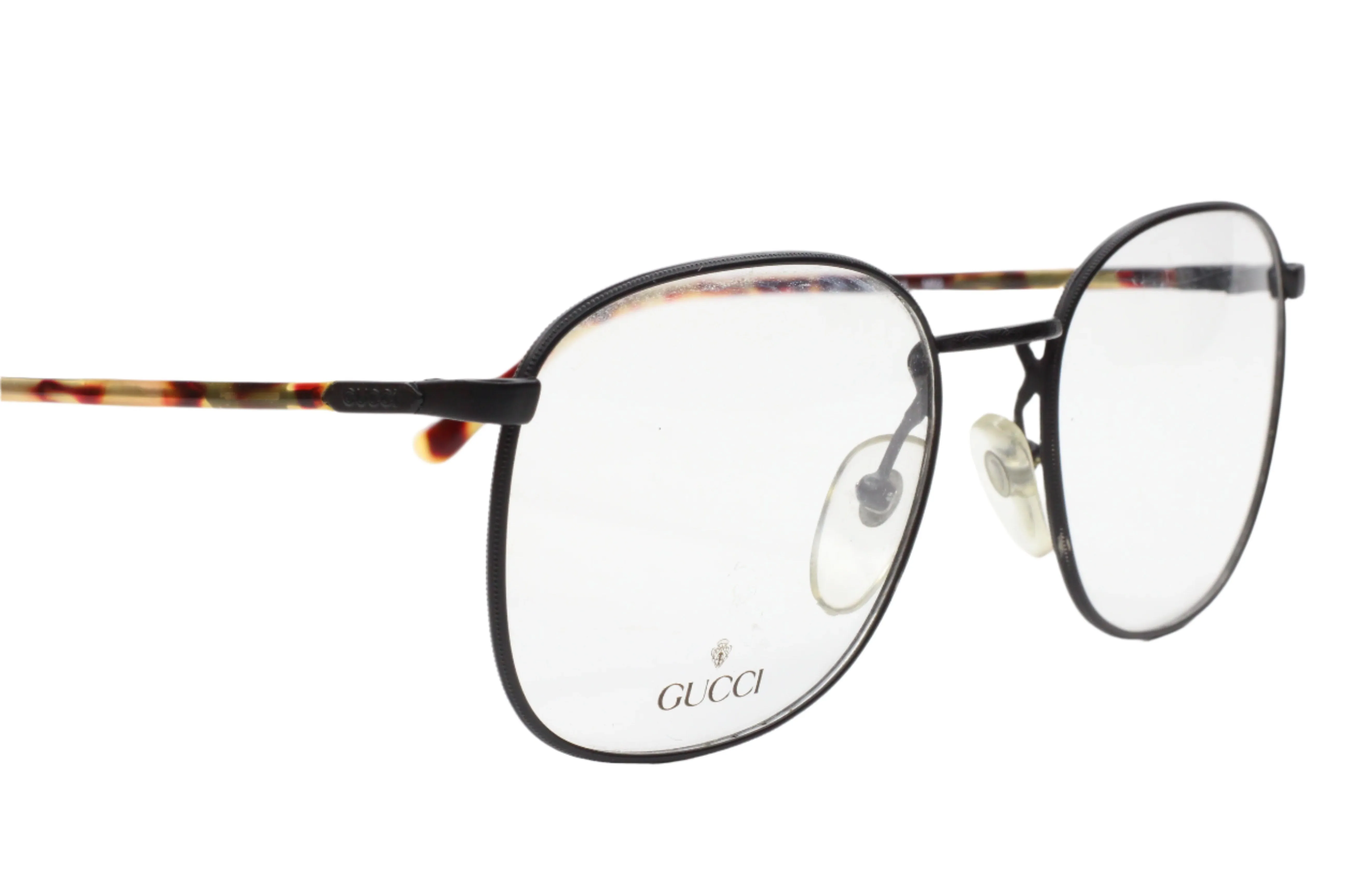 Vintage GUCCI GG1314 M52 Black Tortoise Italy Designer Eyeglasses