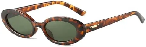 Vintage Oval Sunglasses for Women Men Retro Leopard Round Sunglasses Female UV400 Shades