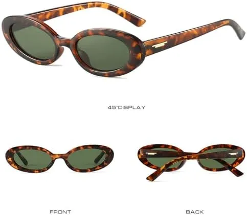 Vintage Oval Sunglasses for Women Men Retro Leopard Round Sunglasses Female UV400 Shades