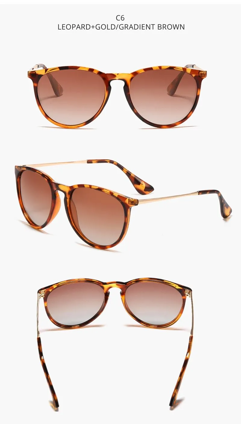 Vintage Retro UV Protected Polarized Round Sunglasses for Women