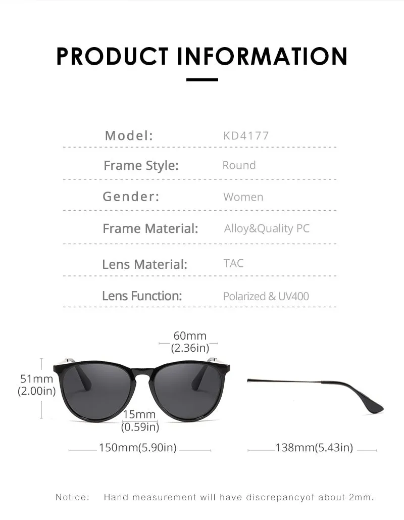 Vintage Retro UV Protected Polarized Round Sunglasses for Women