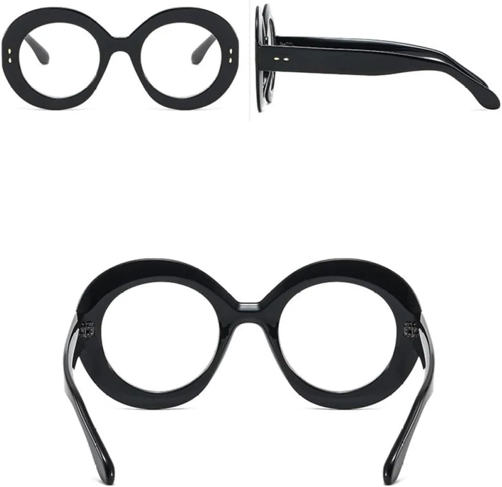 Vintage Rivet Round Frame Eyeglasses For Women Fashion Orange Pink Computer Clear Glasses Female Shade