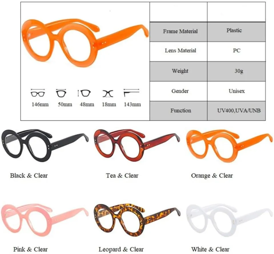Vintage Rivet Round Frame Eyeglasses For Women Fashion Orange Pink Computer Clear Glasses Female Shade