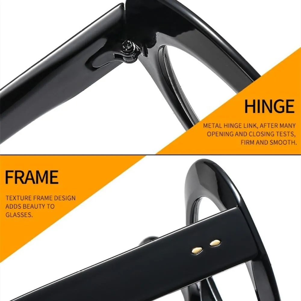 Vintage Rivet Round Frame Eyeglasses For Women Fashion Orange Pink Computer Clear Glasses Female Shade