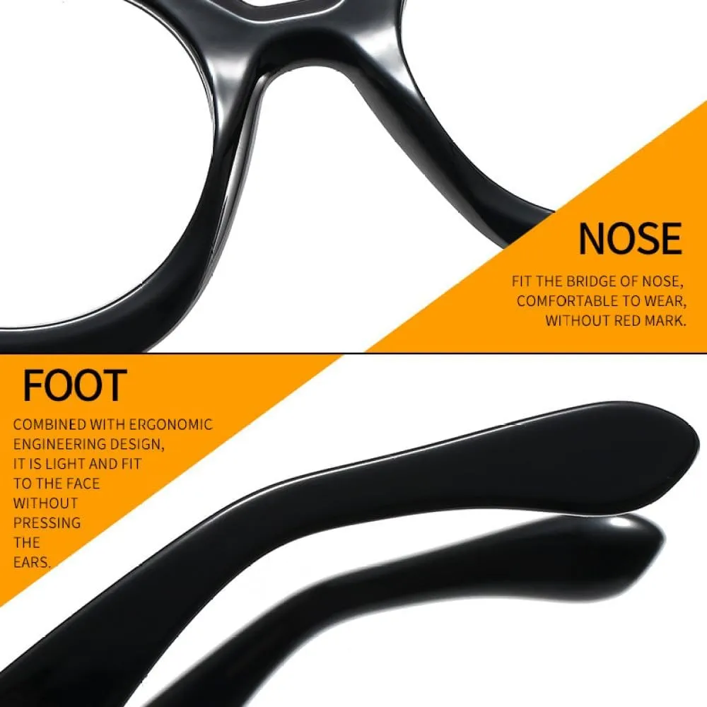 Vintage Rivet Round Frame Eyeglasses For Women Fashion Orange Pink Computer Clear Glasses Female Shade