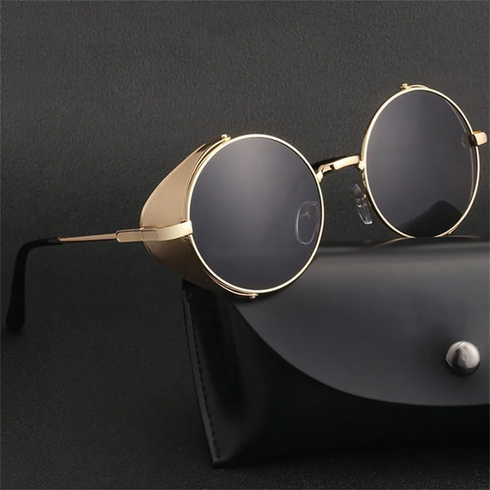 Vintage Round Steampunk Sunglasses Men Punk Sun Glasses For Male Shades