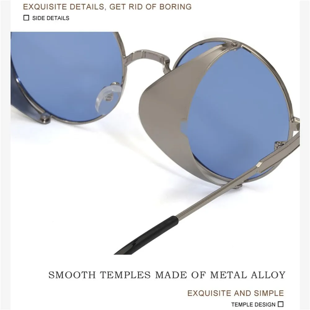 Vintage Round Steampunk Sunglasses Men Punk Sun Glasses For Male Shades