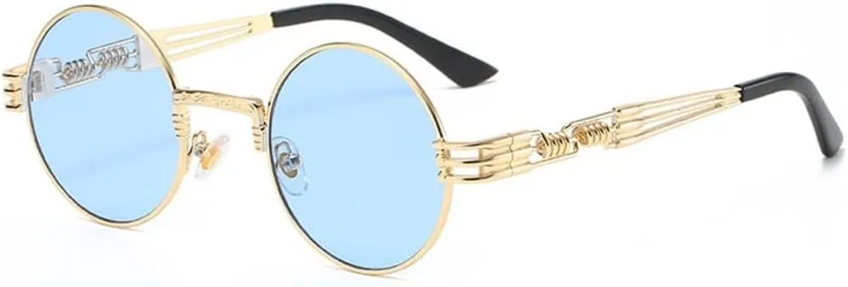 Vintage Round Steampunk Sunglasses Women Men Steam Punk Gold Eyewear Shades Clear Glasses UV400