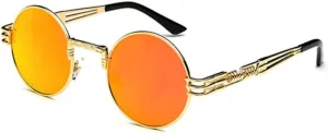 Vintage Round Steampunk Sunglasses Women Men Steam Punk Gold Eyewear Shades Clear Glasses UV400
