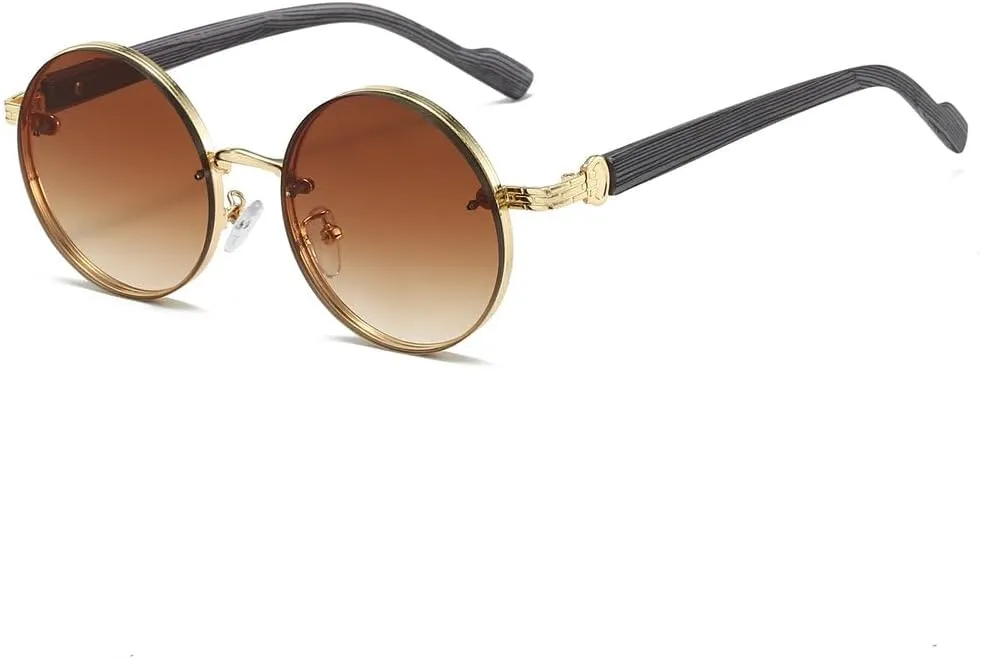 Vintage Round Sunglasses Fashion Classic Gradient Outdoor Shades Trendy Luxury Metal Rim Sun Glasses