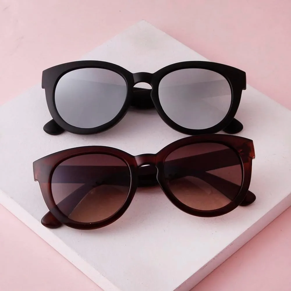 Vintage Round Sunglasses Woman Fashion Cat Eye Mirror Sun Glasses Female UV400
