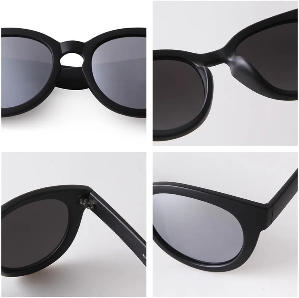 Vintage Round Sunglasses Woman Fashion Cat Eye Mirror Sun Glasses Female UV400
