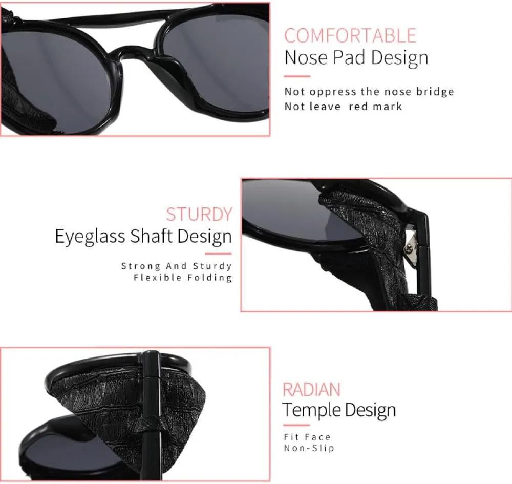 Vintage Steampunk Luxury Oversized Frame Sunglasses Men Women Fashion Round Sun Glasses Shades UV400