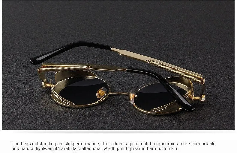 Vintage Steampunk Round Design Sunglasses for Women with UV400 Lenses