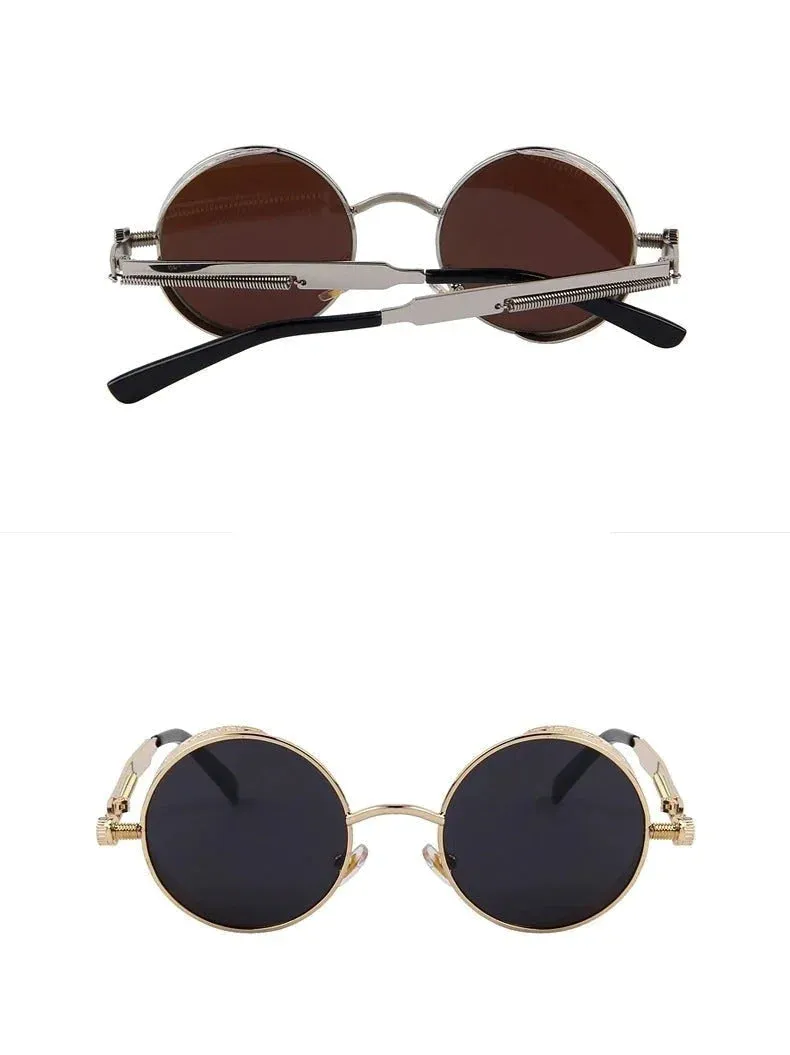 Vintage Steampunk Round Design Sunglasses for Women with UV400 Lenses