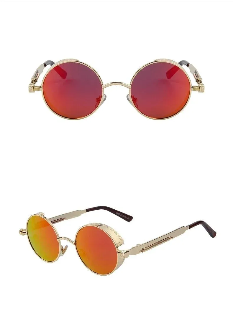 Vintage Steampunk Round Design Sunglasses for Women with UV400 Lenses