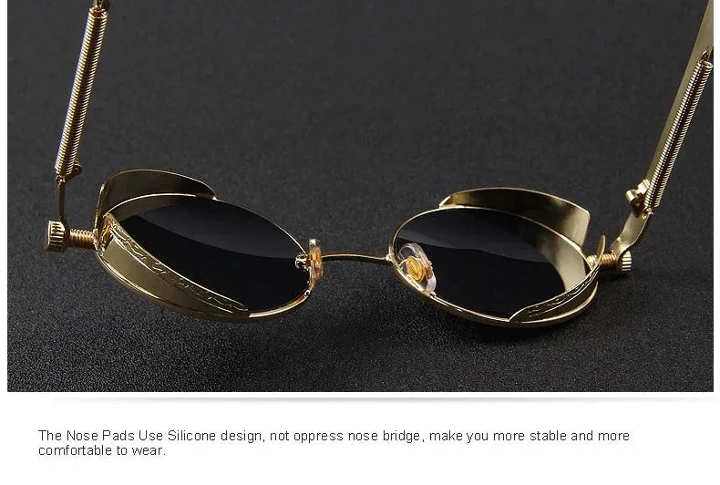 Vintage Steampunk Round Design Sunglasses for Women with UV400 Lenses