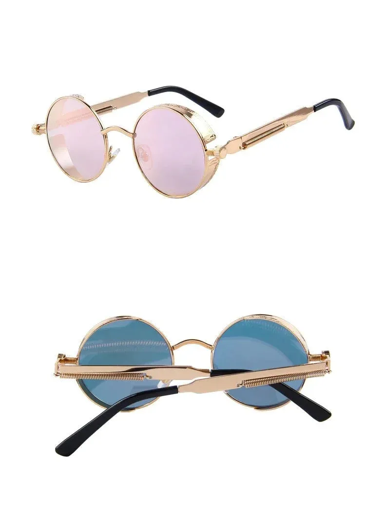 Vintage Steampunk Round Design Sunglasses for Women with UV400 Lenses