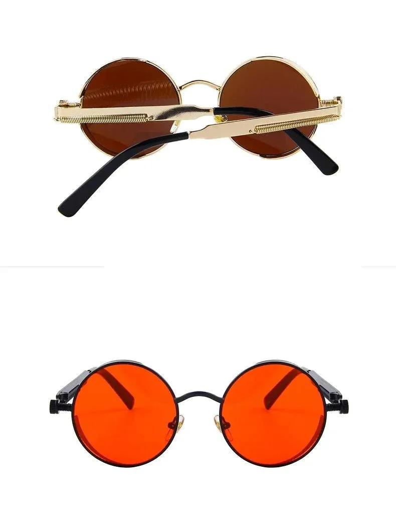 Vintage Steampunk Round Design Sunglasses for Women with UV400 Lenses