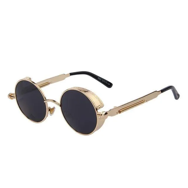 Vintage Steampunk Round Design Sunglasses for Women with UV400 Lenses
