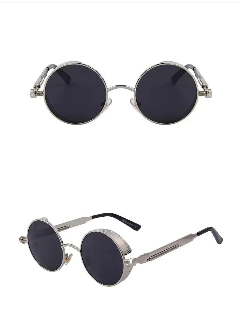Vintage Steampunk Round Design Sunglasses for Women with UV400 Lenses