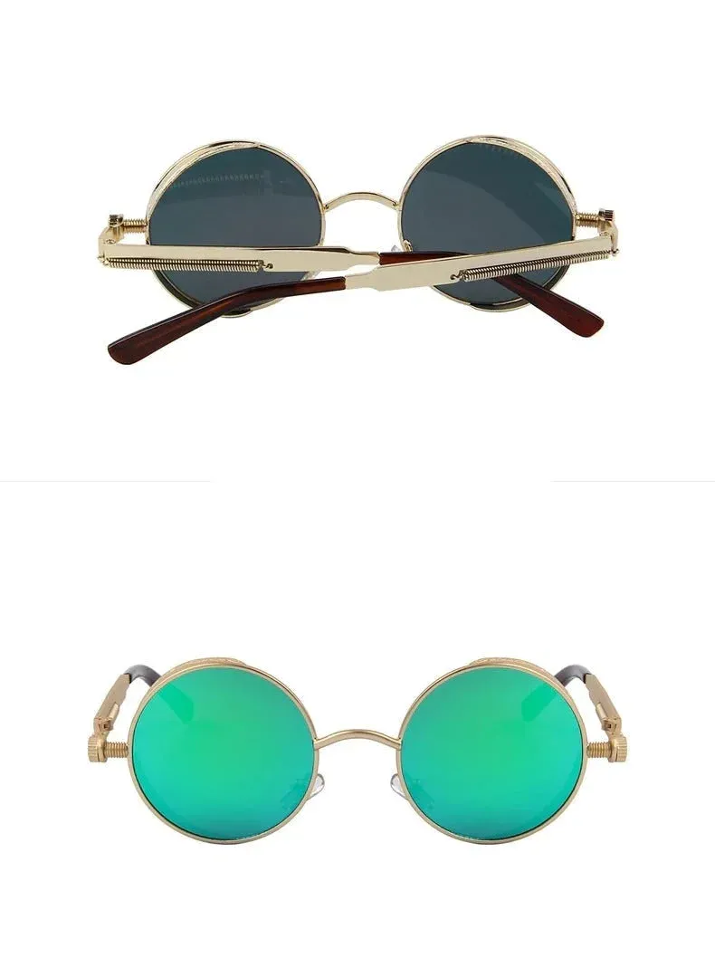 Vintage Steampunk Round Design Sunglasses for Women with UV400 Lenses