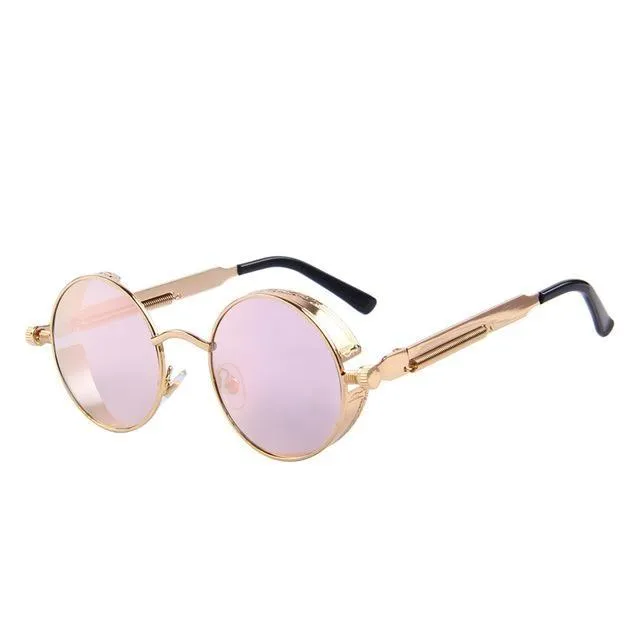 Vintage Steampunk Round Design Sunglasses for Women with UV400 Lenses