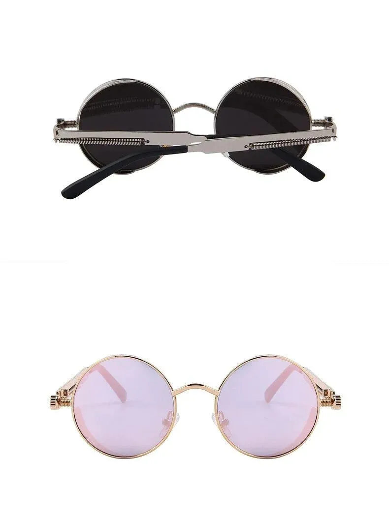 Vintage Steampunk Round Design Sunglasses for Women with UV400 Lenses