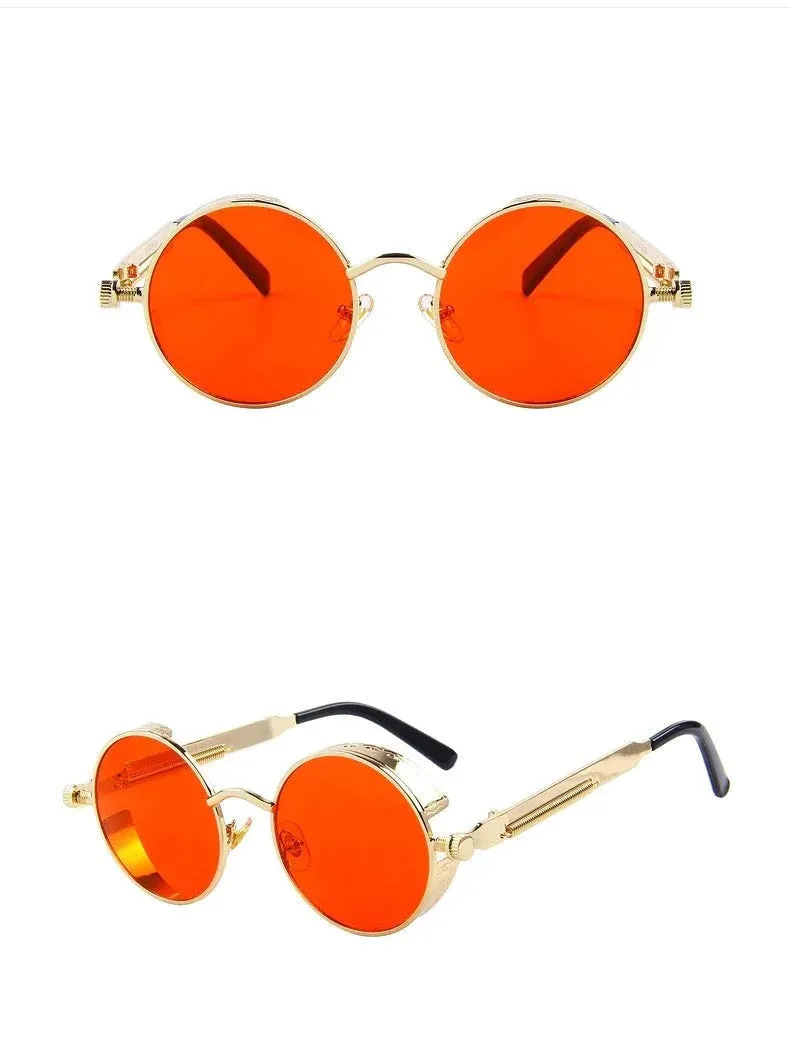 Vintage Steampunk Round Design Sunglasses for Women with UV400 Lenses