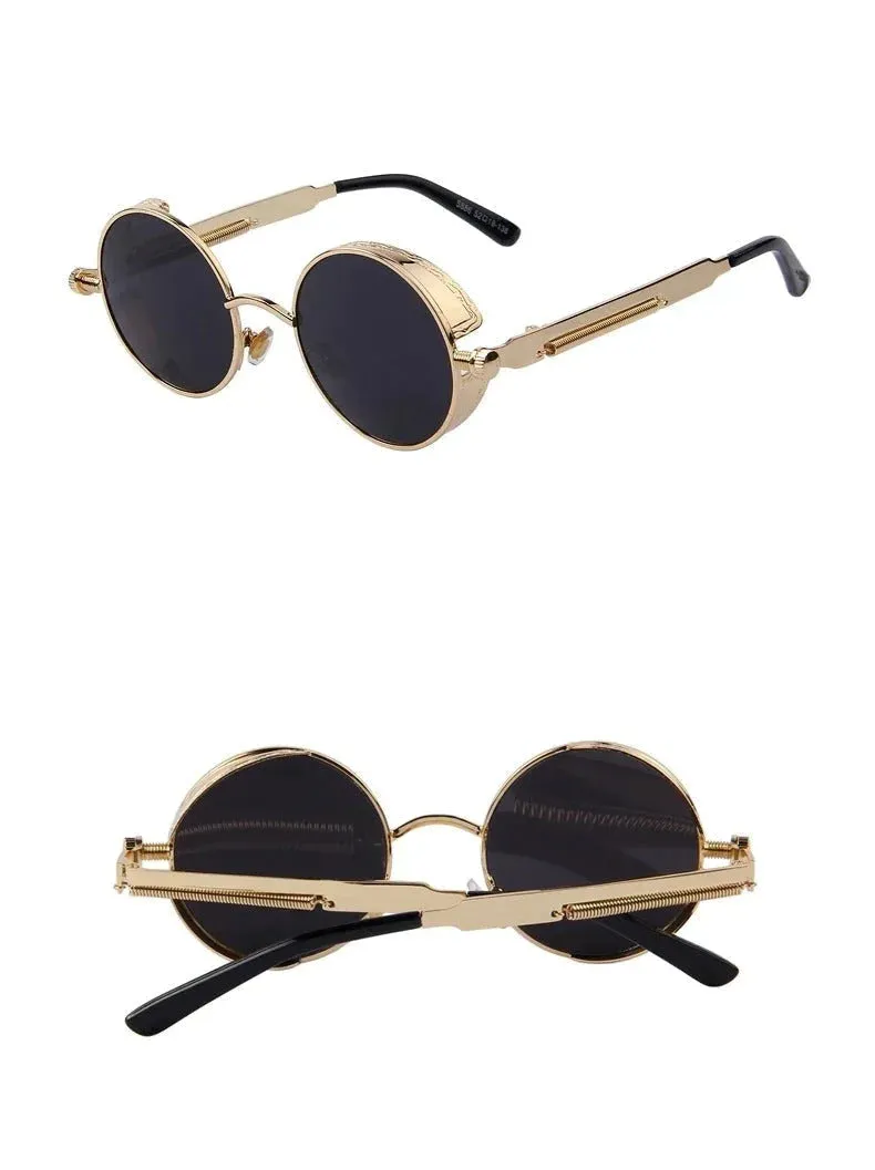 Vintage Steampunk Round Design Sunglasses for Women with UV400 Lenses