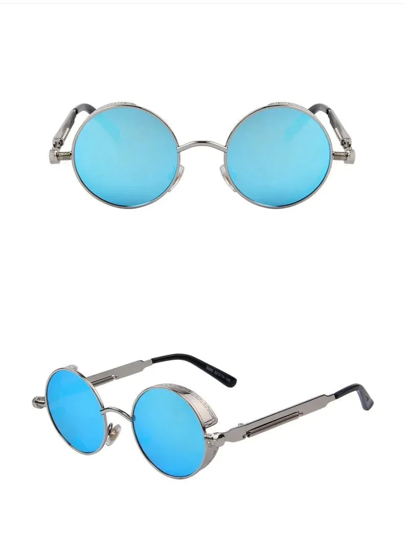 Vintage Steampunk Round Design Sunglasses for Women with UV400 Lenses