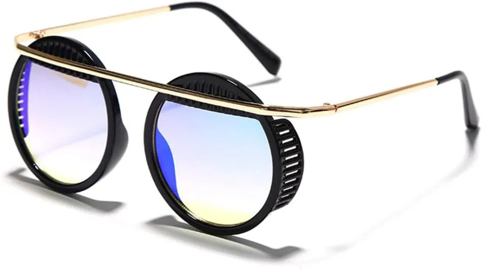 Vintage Steampunk Sunglasses Men Round Glasses Steam Punk Metal Sunglasses Women Mirror Shades UV400