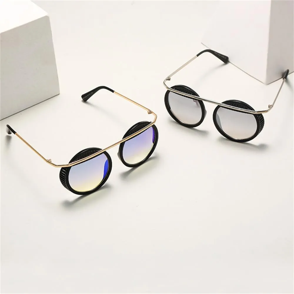 Vintage Steampunk Sunglasses Men Round Glasses Steam Punk Metal Sunglasses Women Mirror Shades UV400