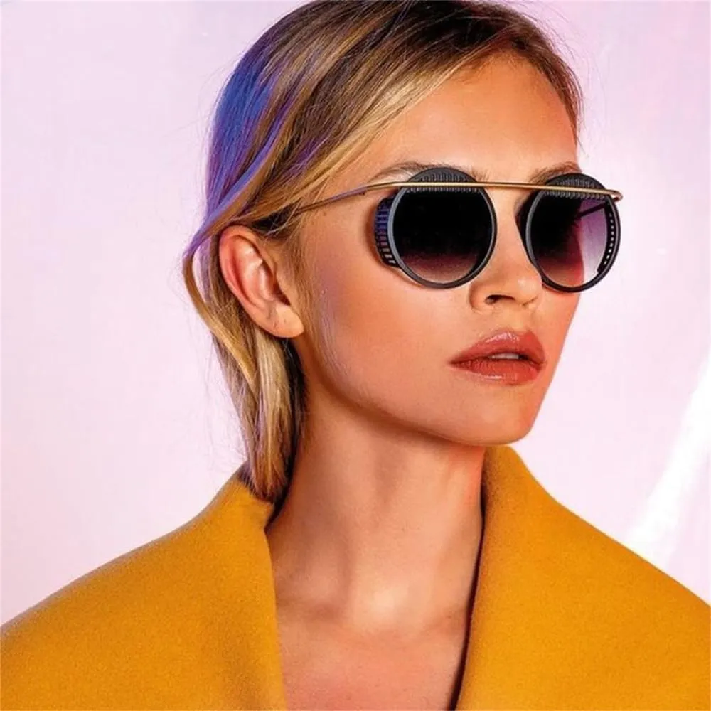 Vintage Steampunk Sunglasses Men Round Glasses Steam Punk Metal Sunglasses Women Mirror Shades UV400