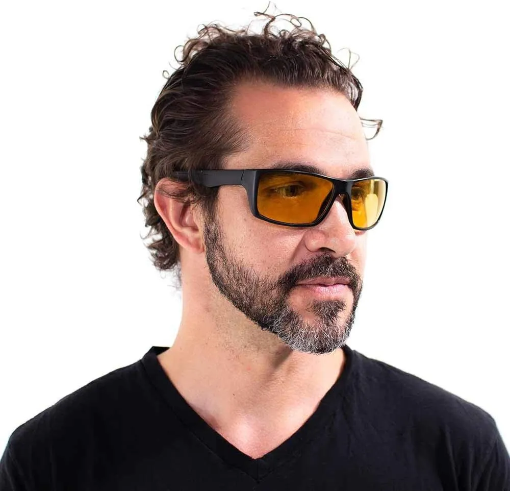 VITENZI Night Vision Glasses for Men and Women Anti Glare Safety For Night Day Driving HD Yellow Tinted Sunglasses Palermo