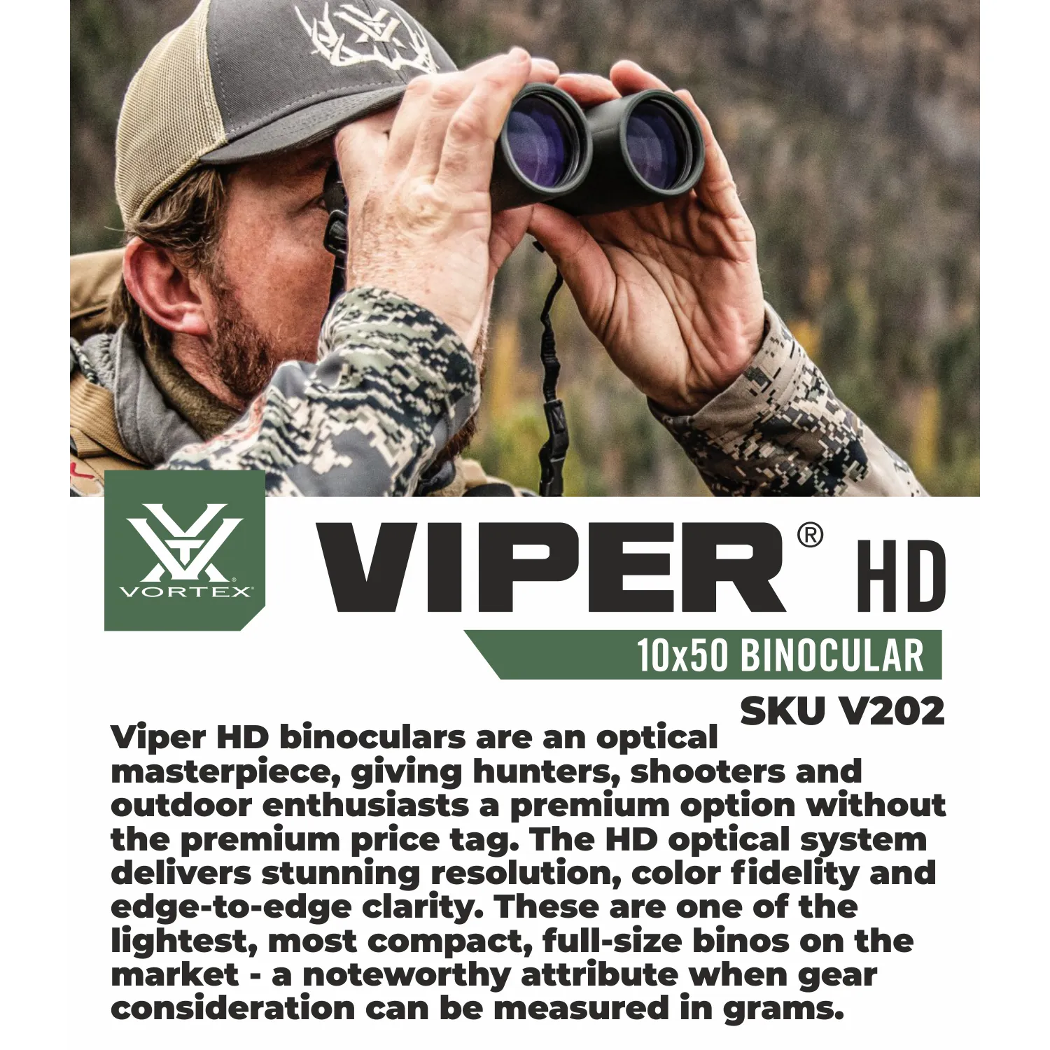 Vortex Optics Viper HD 10x50 Roof Prism Binocular (V202)