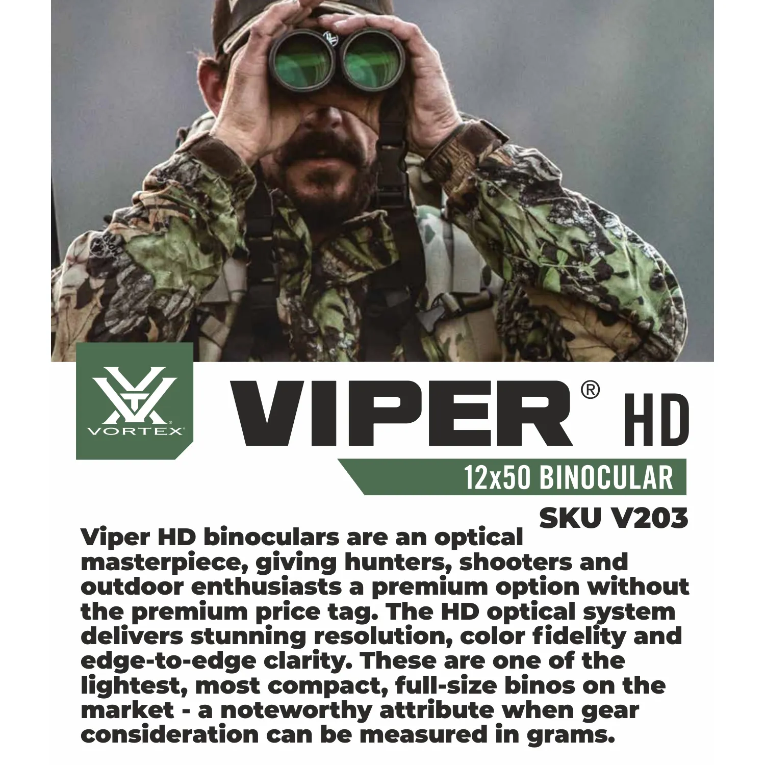 Vortex Optics Viper HD 12x50 Roof Prism Binocular (V203)