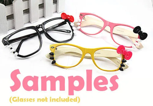 Whimsical Bow & Whiskers Cabochons (1 Set / Red, Black) Decora Sunglasses Eyeglasses Nerd Glasses Decoration Kawaii Scrapbook Decoden CAB391