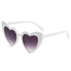 White Heart-Shaped Fashion Sunglasses for Adults