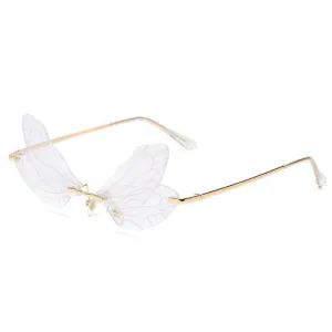 Wholesale Dragonfly Wing Shape Frameless PC Sunglasses